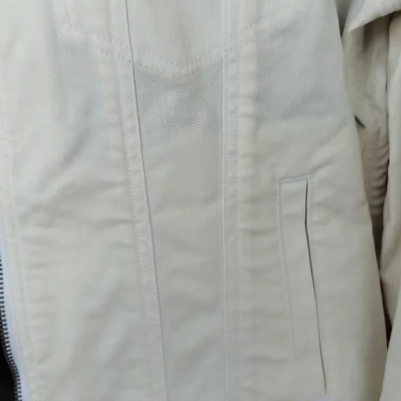 John Varvatos Men's XL White Denim Jacket Zip Up Zippers